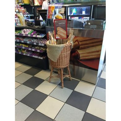 Корзина плетена багетница на підставці для магазинів, супермаркетів